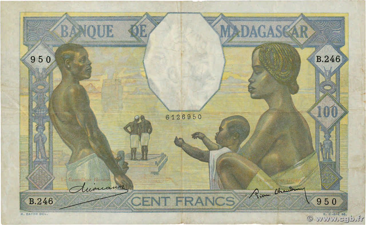 100 Francs MADAGASKAR  1937 P.040 fSS