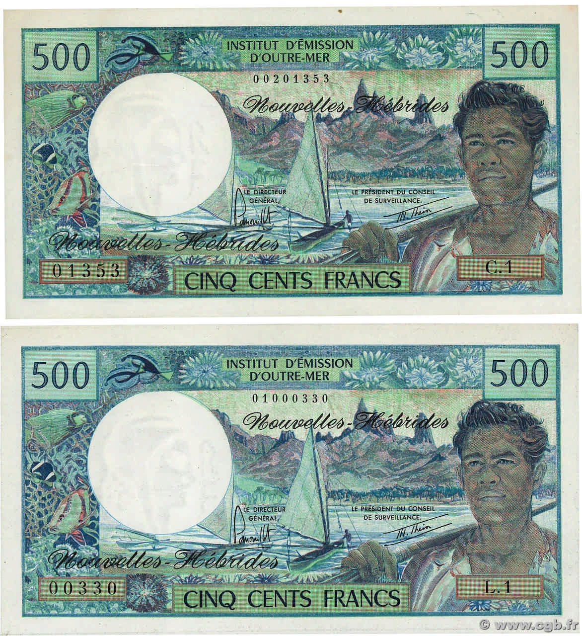 500 Francs Lot NUOVE EBRIDI  1979 P.19b q.FDC