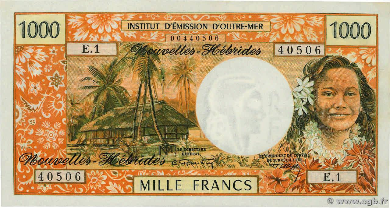 1000 Francs NEW HEBRIDES  1970 P.20a UNC-