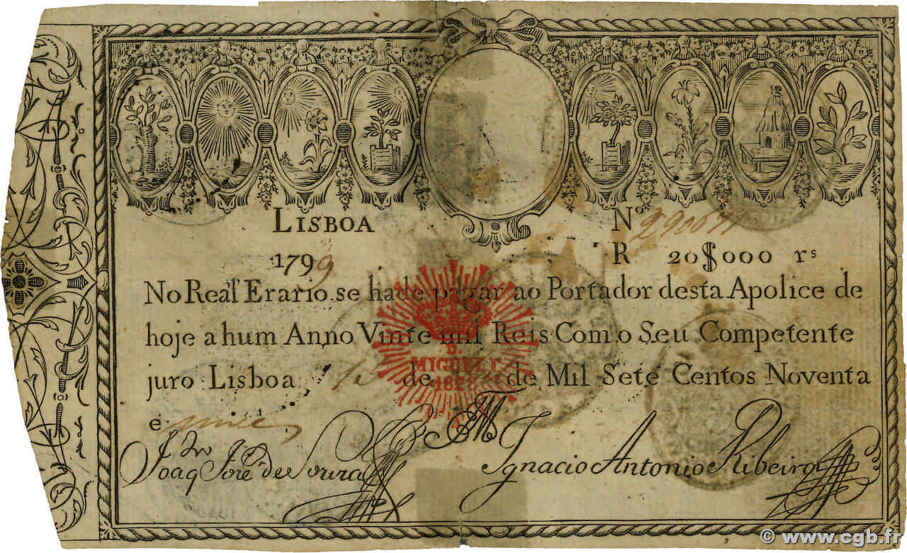 20000 Reis PORTUGAL  1828 P.046 S