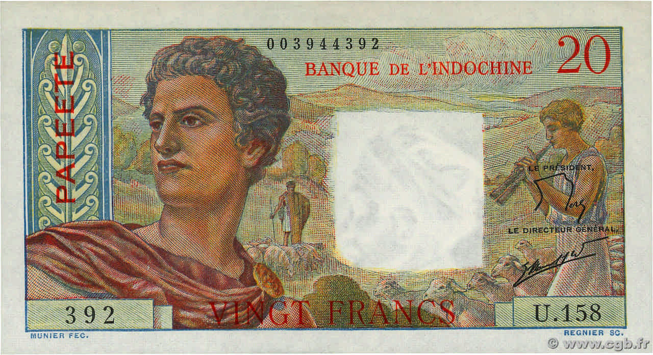 20 Francs TAHITI  1960 P.21c XF+