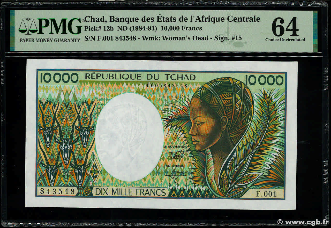 10000 Francs TSCHAD  1991 P.12b fST+
