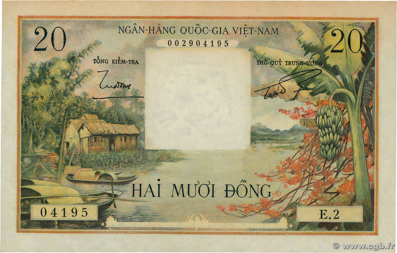 20 Dong VIETNAM DEL SUR  1956 P.04a SC+