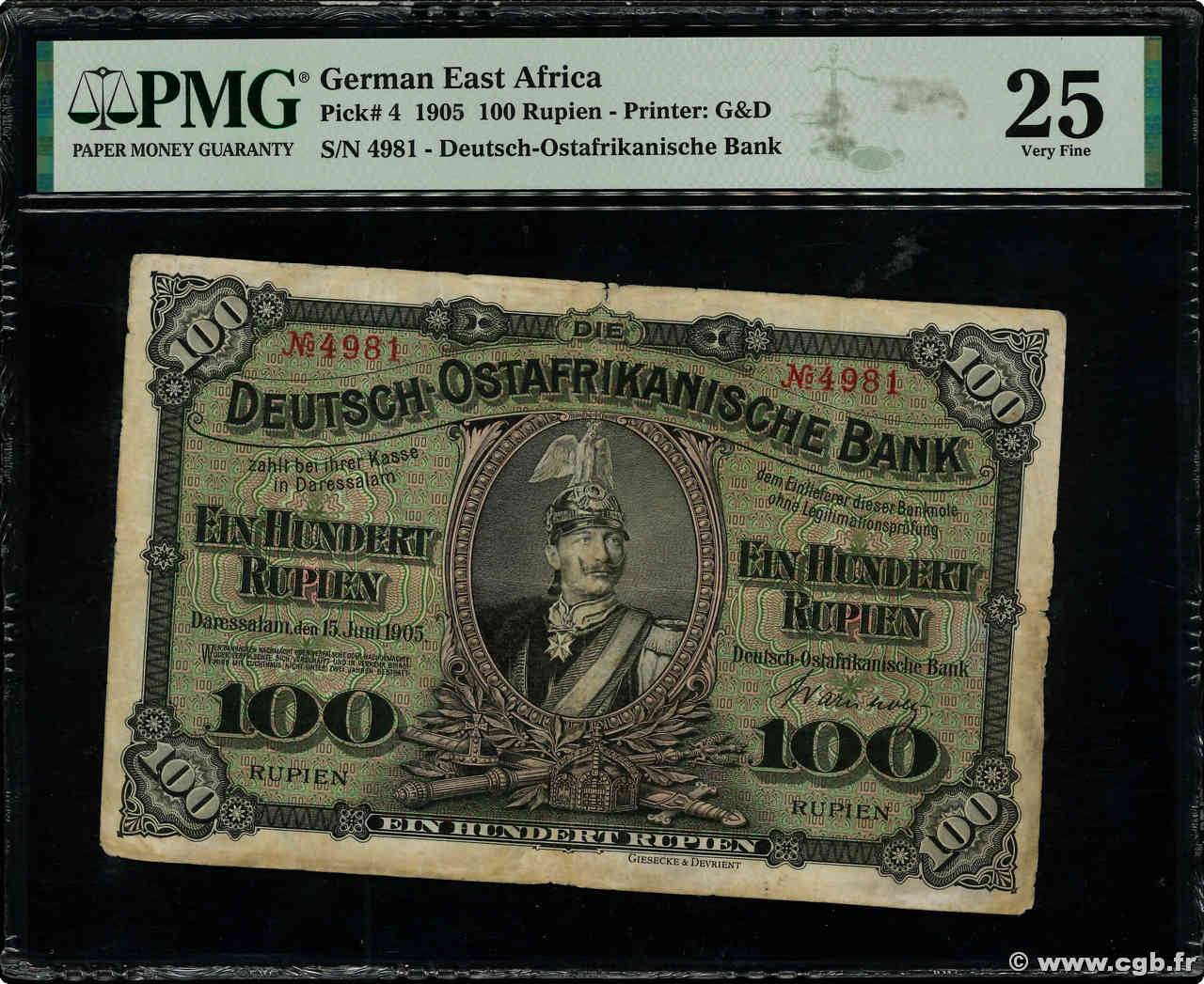 100 Rupien AFRIQUE DE L EST occ. ALLEMANDE  1905 P.04 TTB