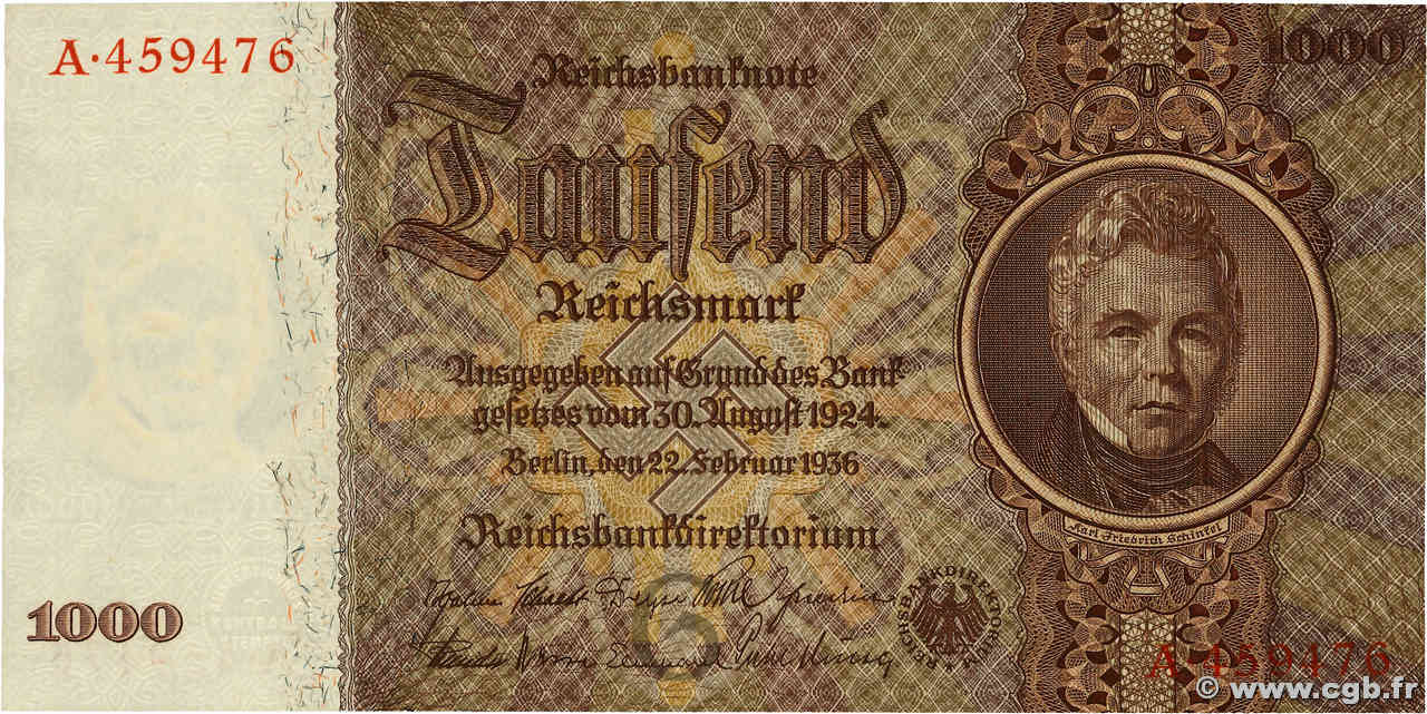 1000 Reichsmark GERMANY  1936 P.184 UNC-
