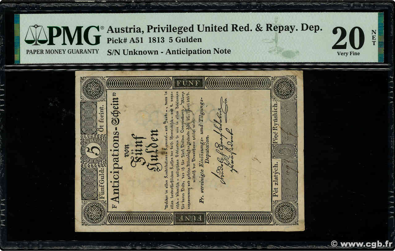 5 Gulden AUSTRIA  1813 P.A051a F