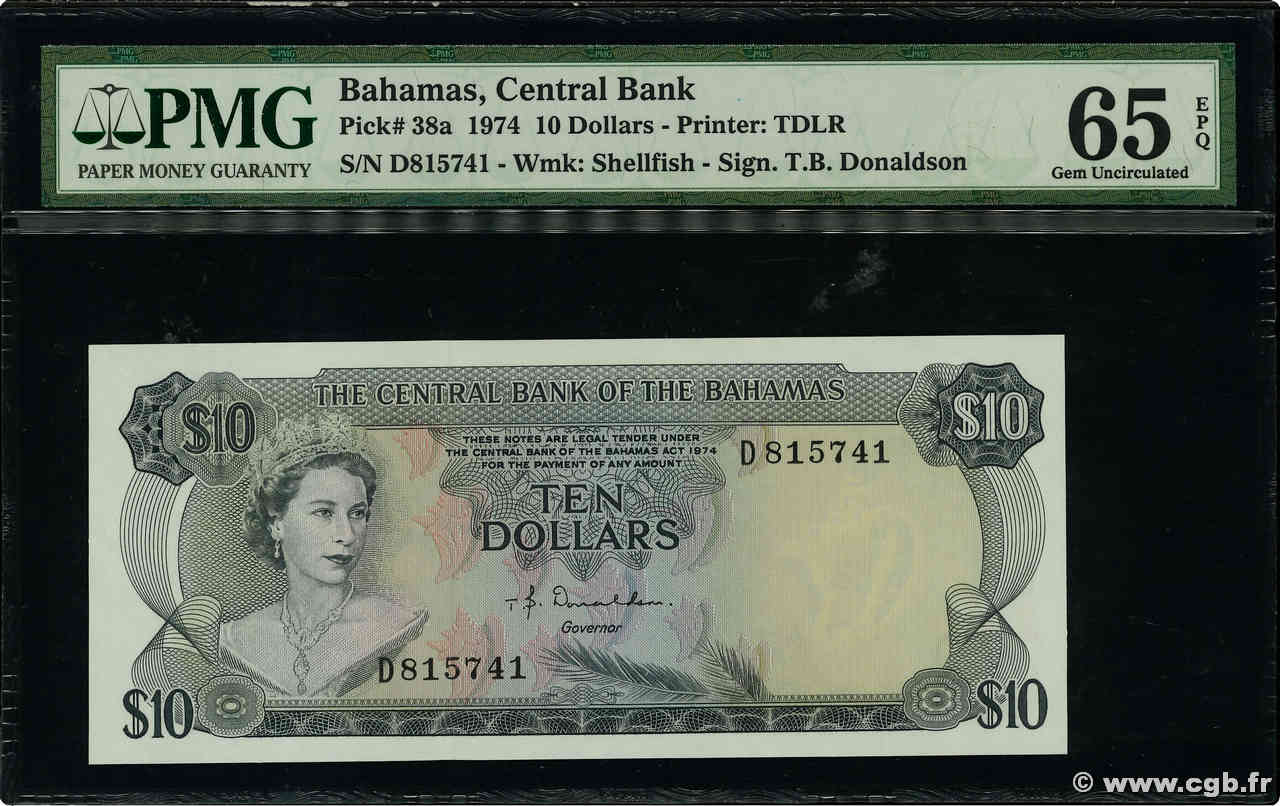 10 Dollars BAHAMAS  1965 P.38a FDC