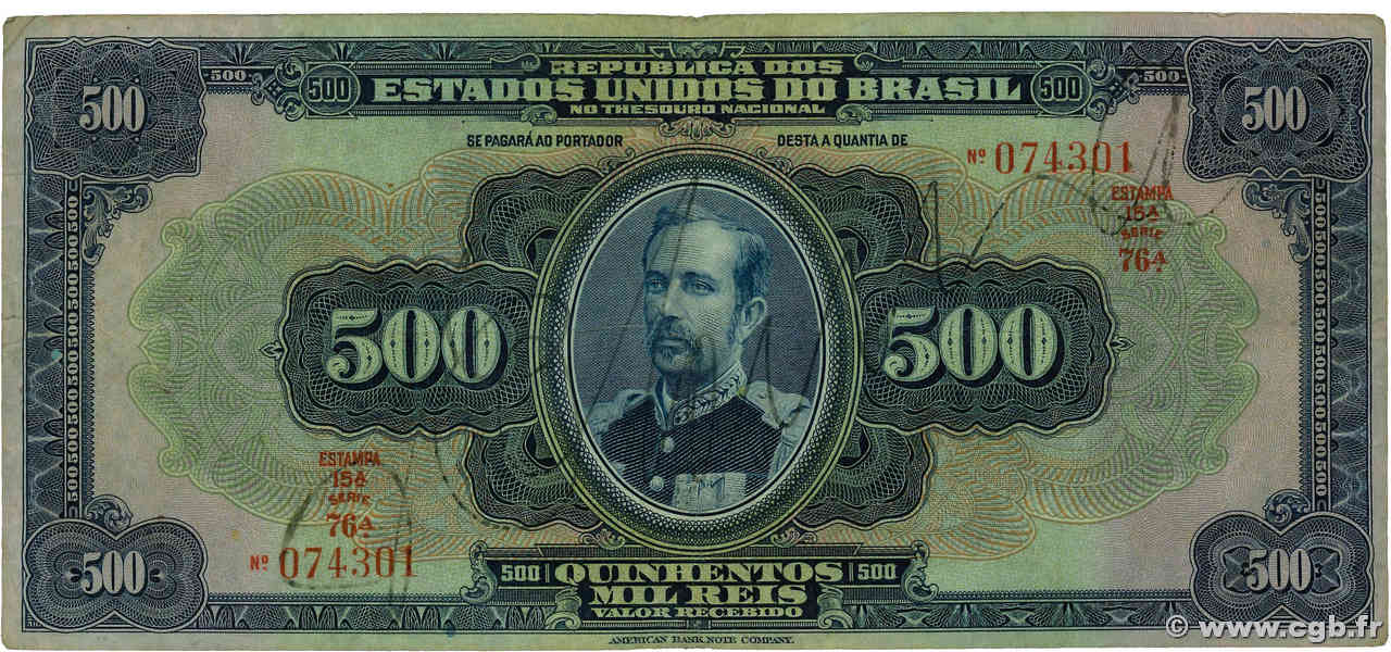 500 Mil Reis BRAZIL  1931 P.092c F