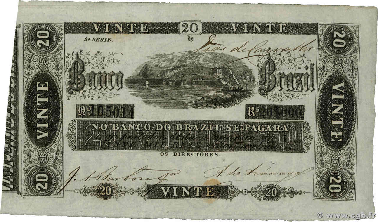 20 Mil Reis BRÉSIL  1856 PS.246 SPL