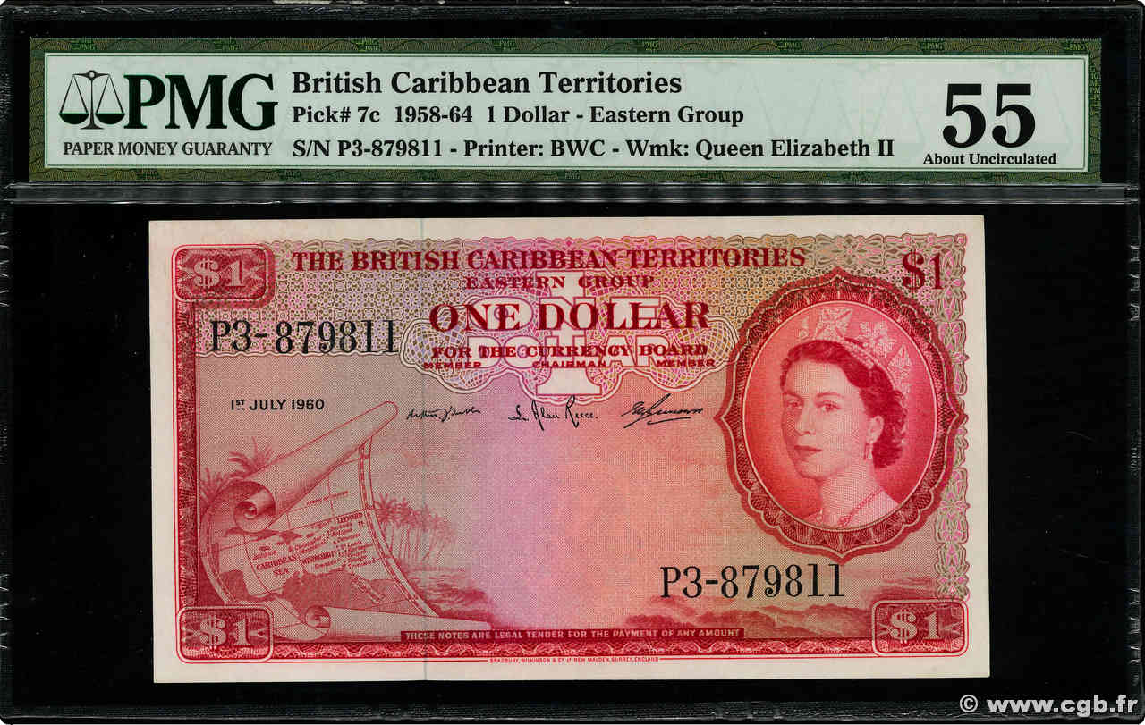 1 Dollar CARIBBEAN   1960 P.07c AU