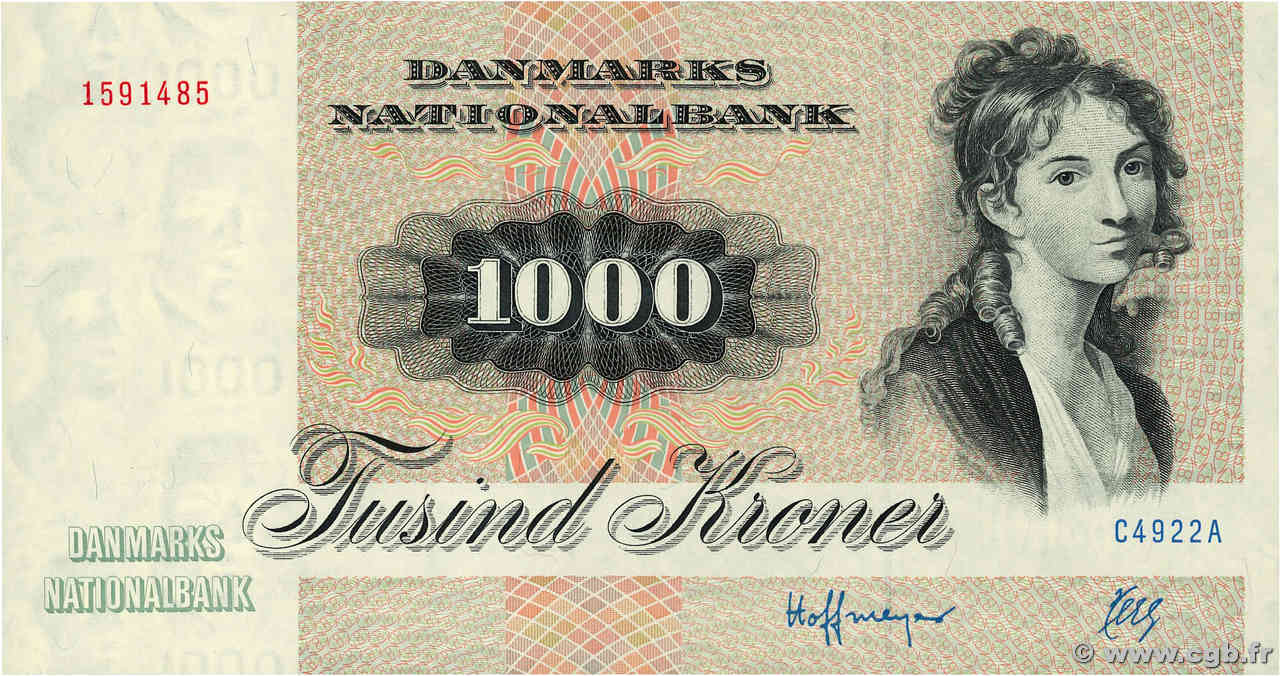 1000 Kroner DENMARK  1992 P.053g UNC