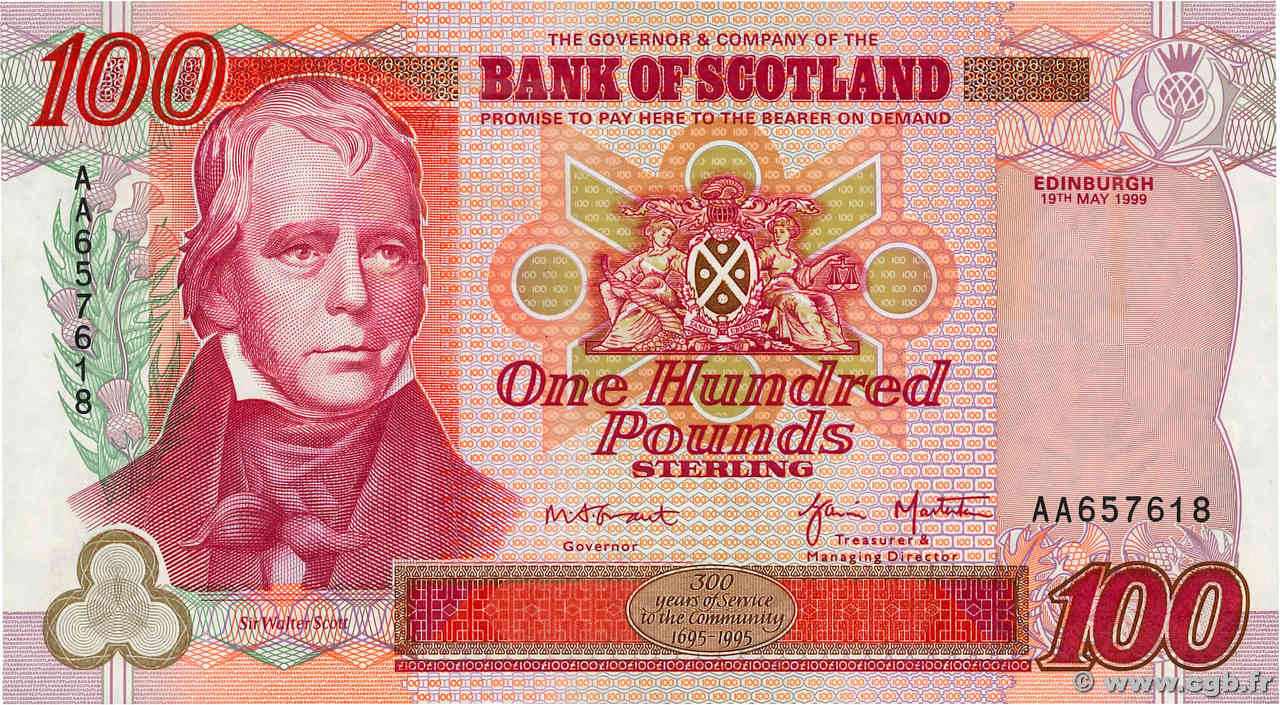 100 Pounds SCOTLAND  1999 P.123c UNC-