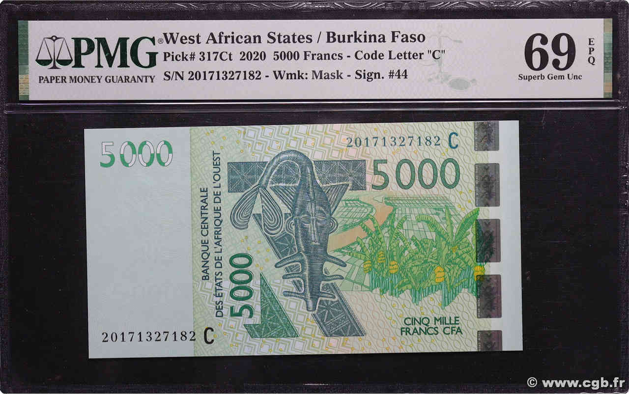 5000 Francs STATI AMERICANI AFRICANI  2020 P.317Ct FDC