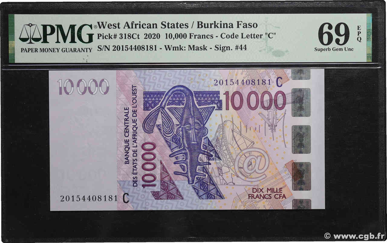 10000 Francs STATI AMERICANI AFRICANI  2020 P.318Ct FDC