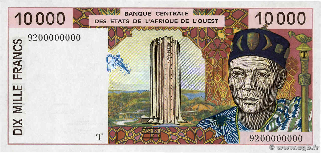 10000 Francs Épreuve WEST AFRICAN STATES  1992 P.814TaE UNC-