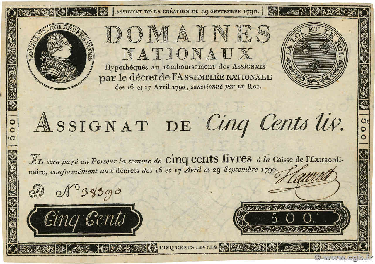 500 Livres Faux FRANCIA  1790 Ass.10f.02 EBC