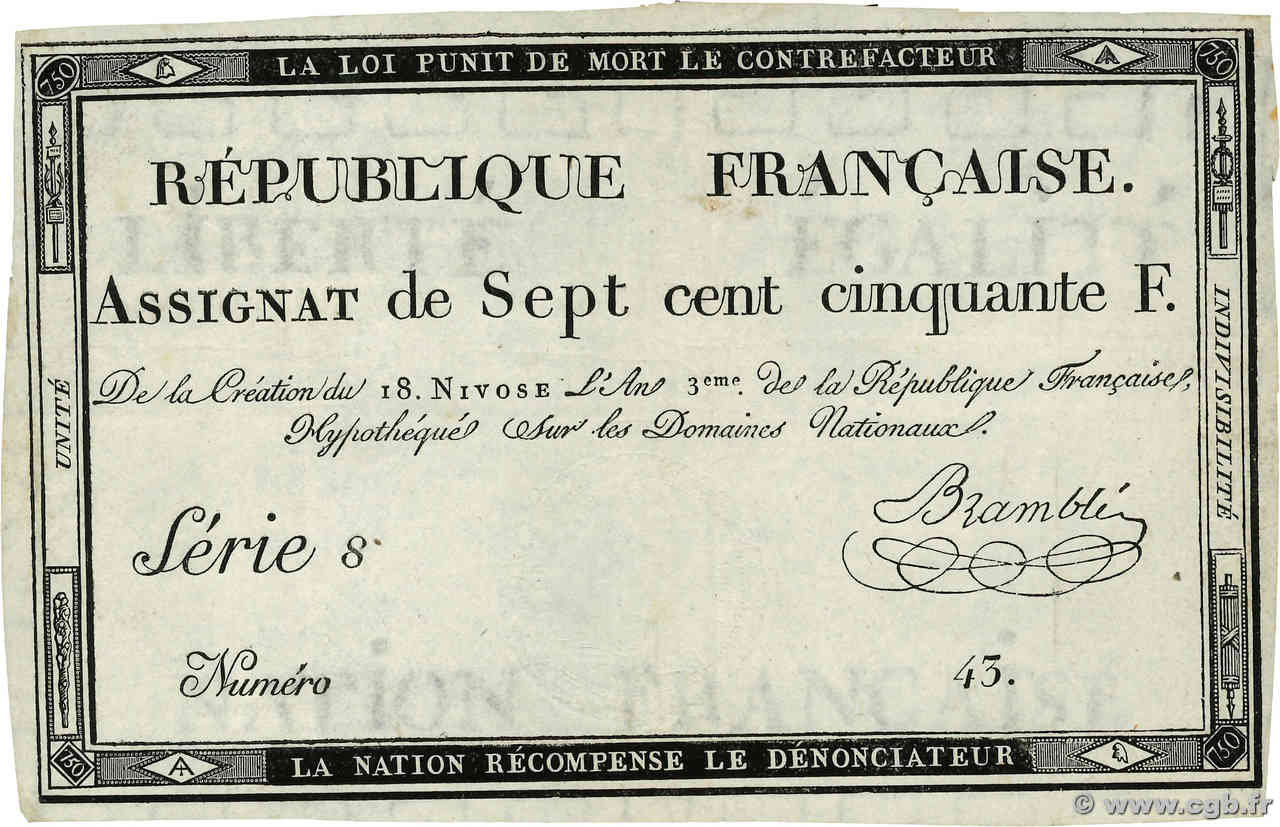 750 Francs FRANCIA  1795 Ass.49a MBC+