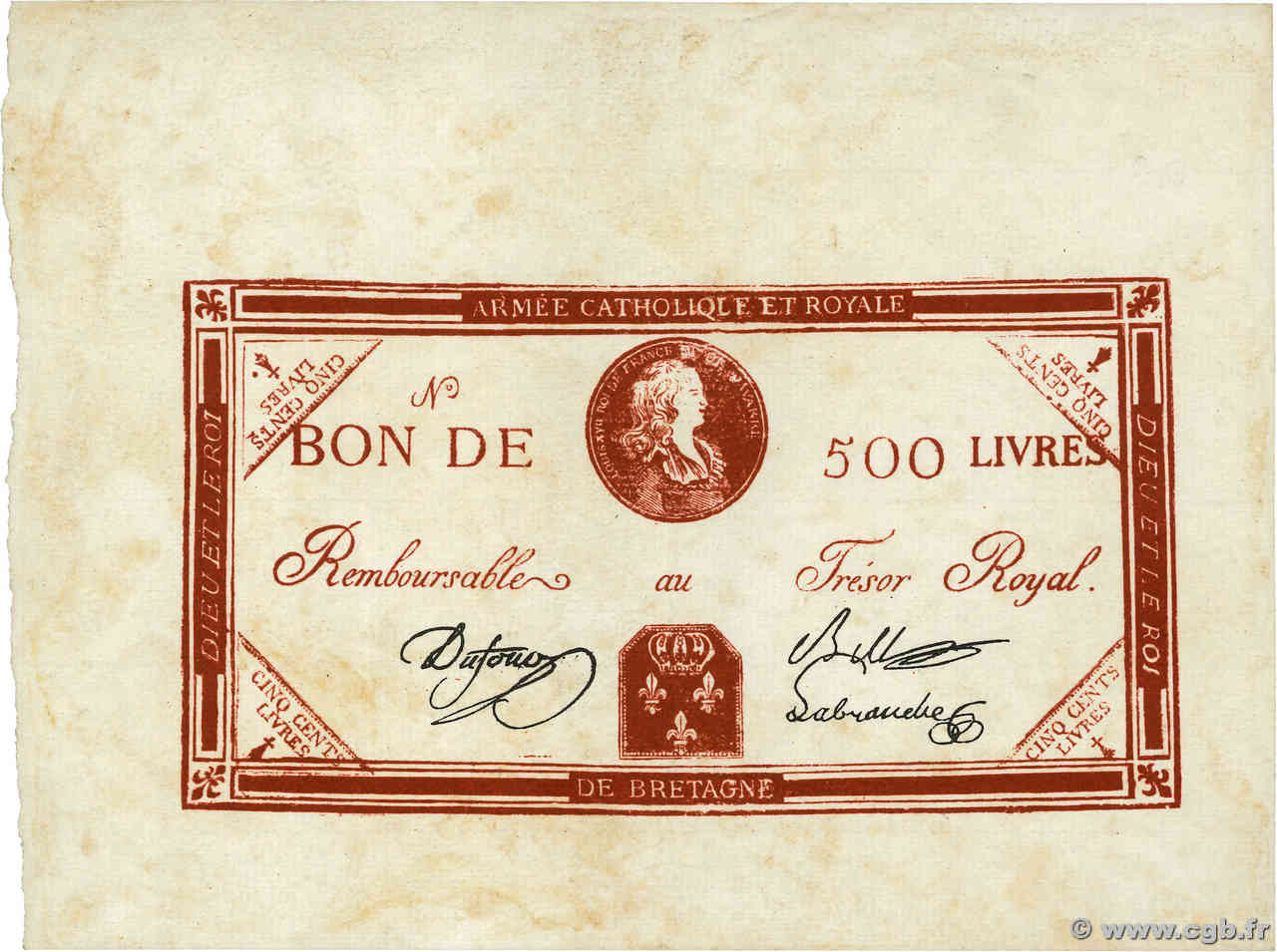 500 Livres Faux FRANKREICH  1794 Laf.278 fVZ