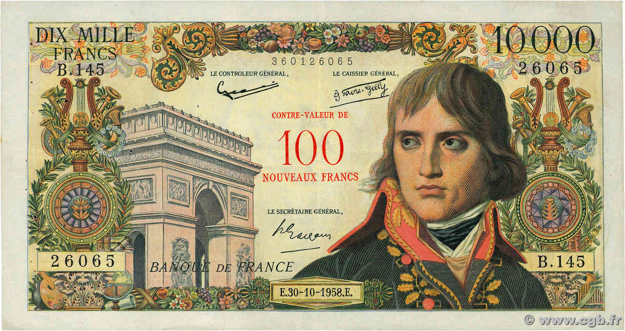 100 NF sur 10000 Francs BONAPARTE FRANKREICH  1958 F.55.01 SS