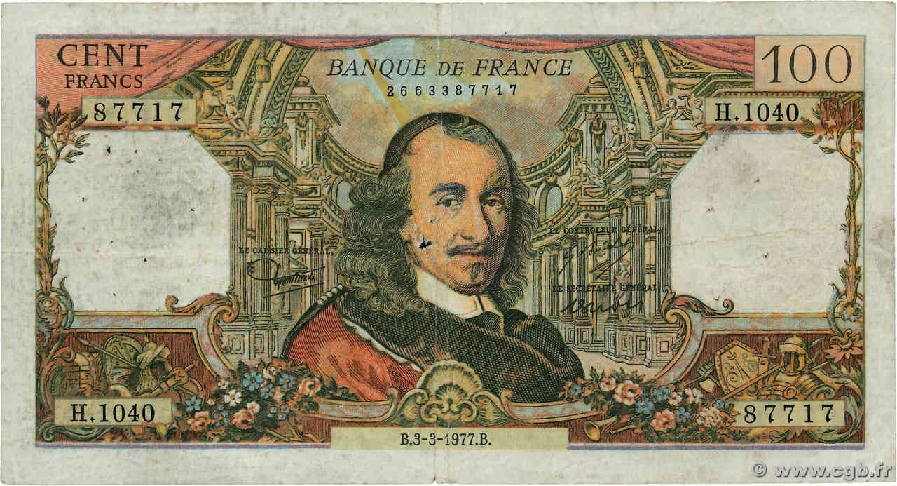 100 Francs CORNEILLE Faux FRANCE  1977 F.65.57x B+