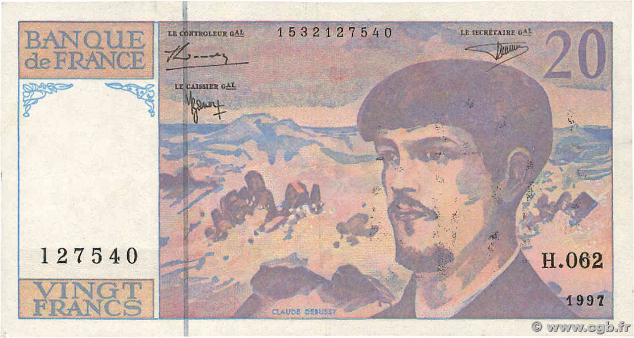 20 Francs DEBUSSY Modifié Faux FRANCIA  1997 F.66ter.02x MBC+