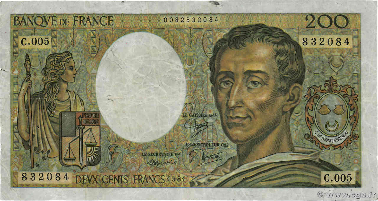 200 Francs MONTESQUIEU Faux FRANCE  1981 F.70.01x TB