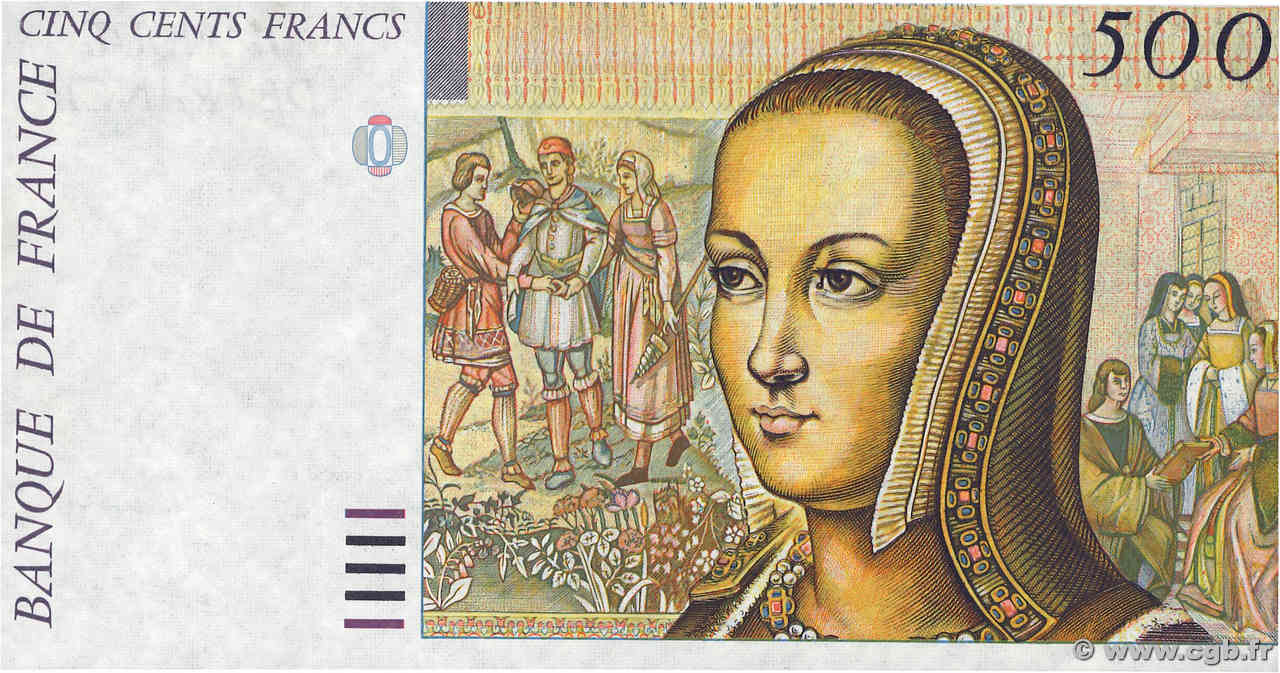 500 Francs RENAISSANCE adapté Non émis FRANCIA  1987 NE.1987.04b FDC