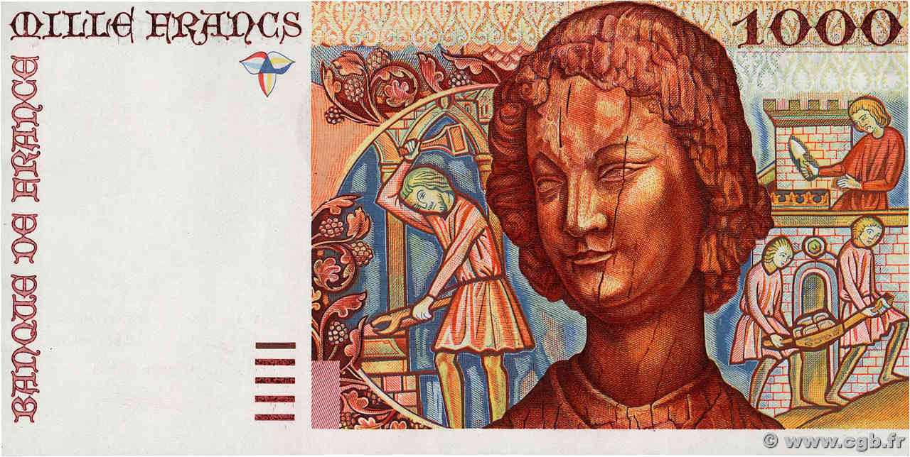 1000 Francs ART MÉDIÉVAL type 1983 adapté Non émis FRANKREICH  1987 NE.1987.05b ST