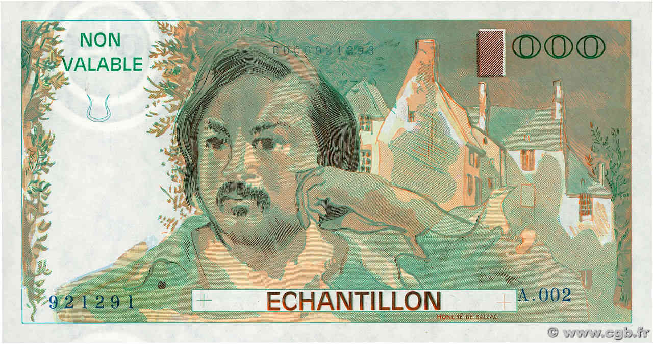 1000 Francs BALZAC Échantillon FRANKREICH  1980 EC.1980.01 ST