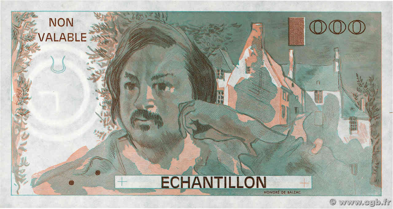 0 Francs BALZAC échantillon Échantillon FRANCE  1980 EC.1980.01 NEUF