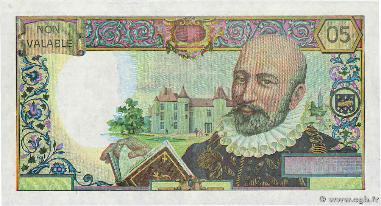 05 Francs MONTAIGNE échantillon Échantillon FRANKREICH  1987 EC.1987.01b ST