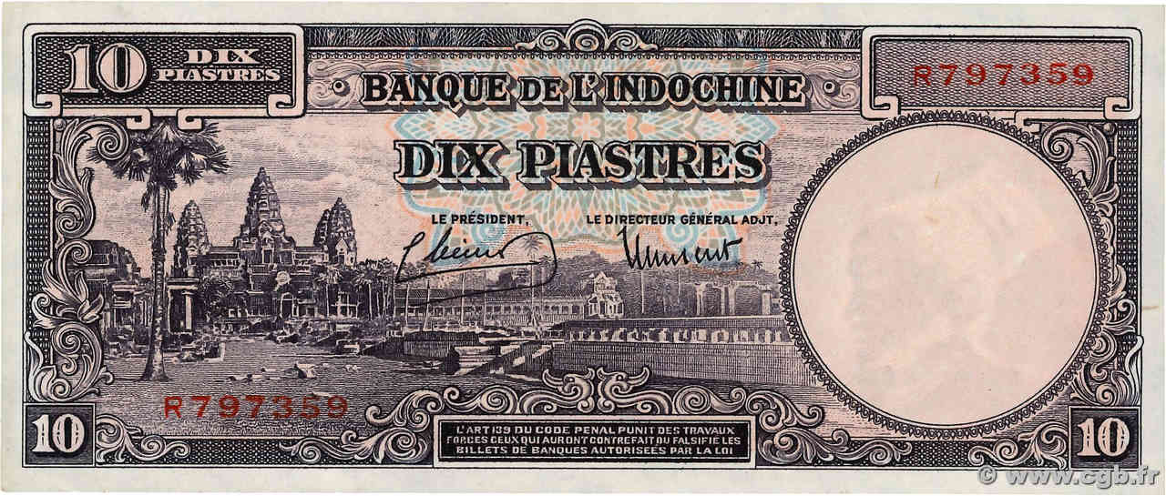 10 Piastres INDOCINA FRANCESE  1946 P.080 SPL+