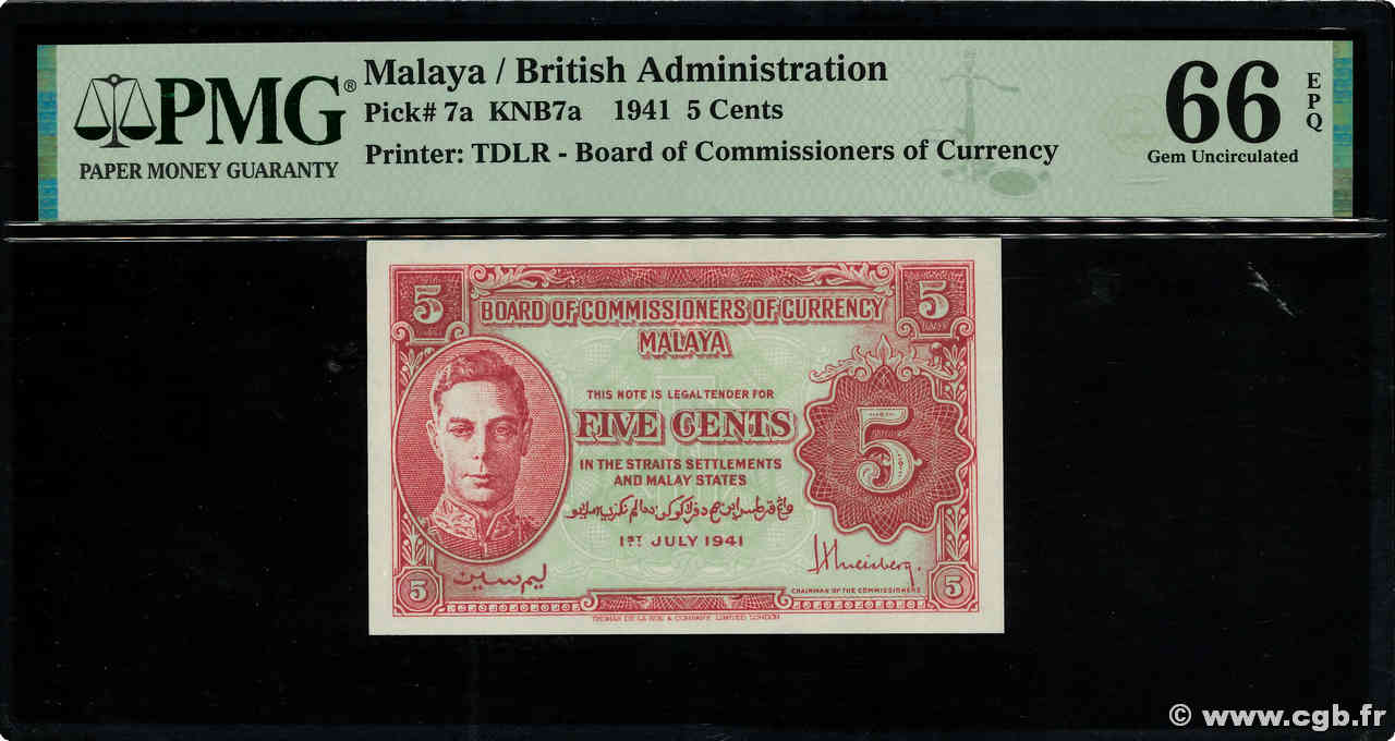 5 Cents MALAYA  1941 P.07a FDC