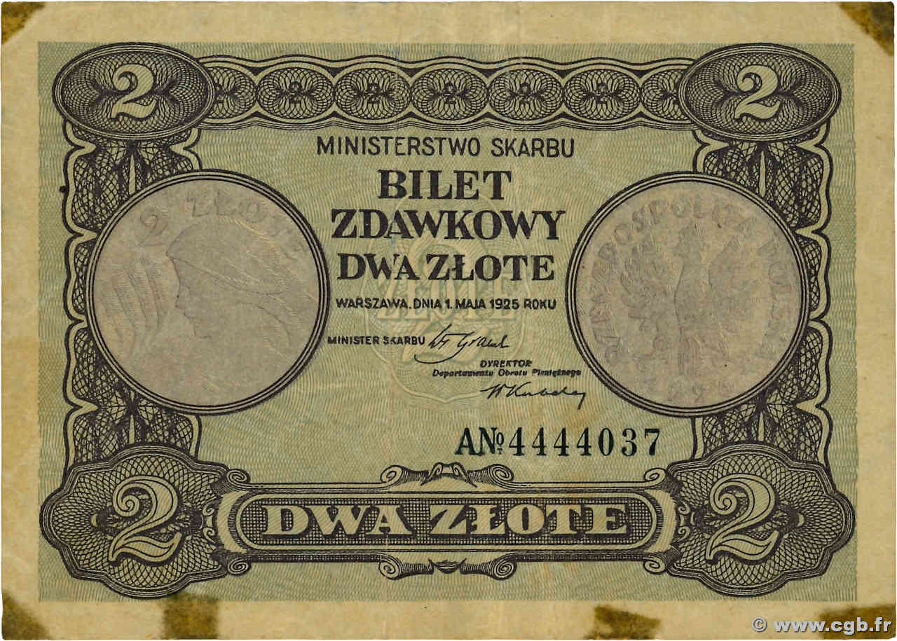 2 Zlotych POLOGNE  1925 P.047 TB