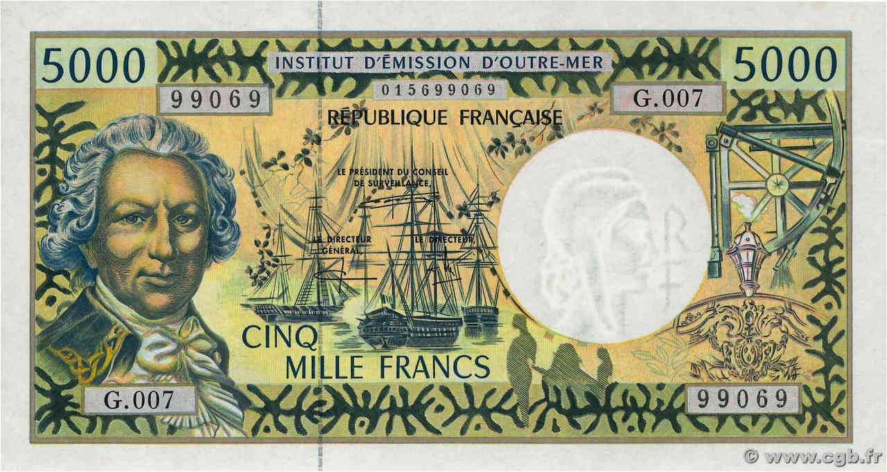 5000 Francs FRENCH PACIFIC TERRITORIES  2000 P.03c UNC-