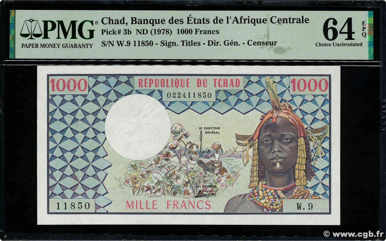 1000 Francs TSCHAD  1978 P.03b fST+