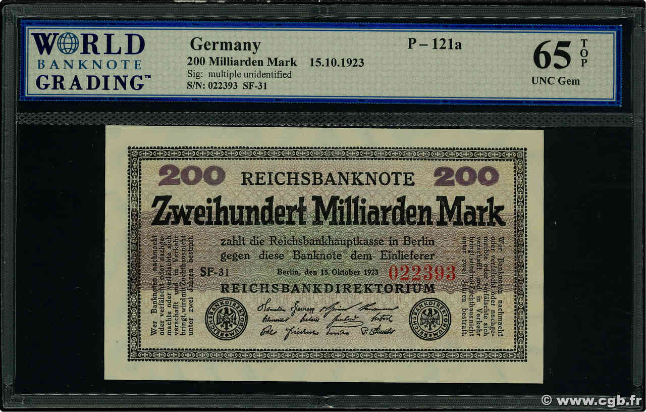 200 Milliarden Mark GERMANIA  1923 P.121a FDC