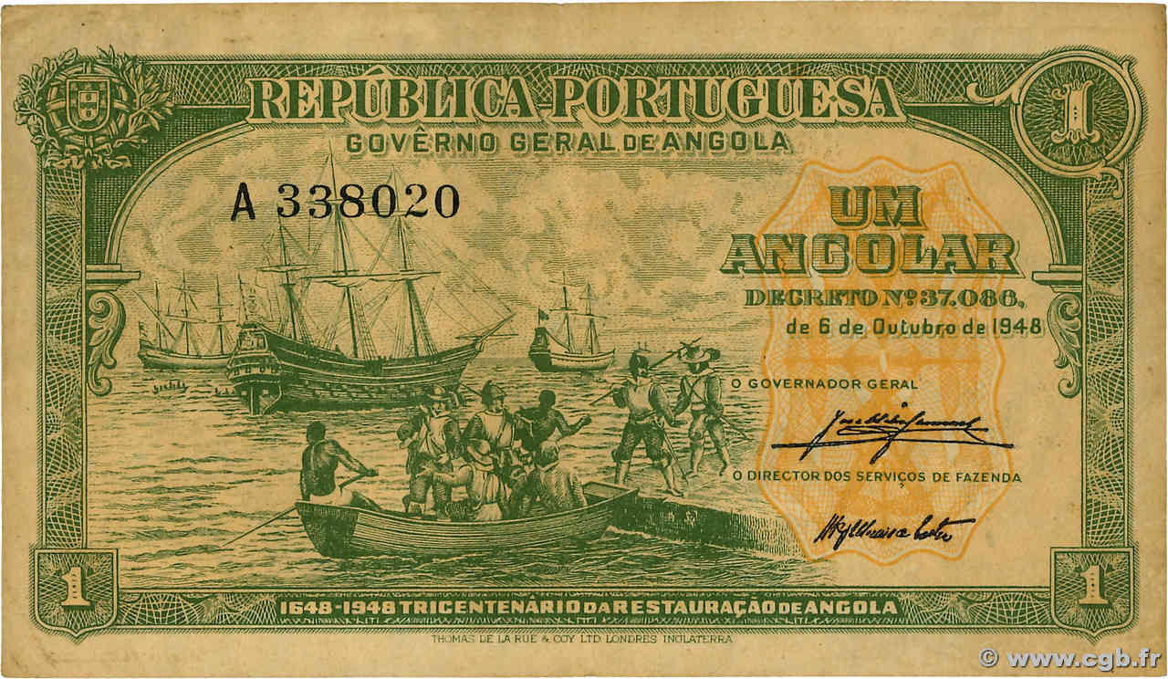 1 Angolar ANGOLA  1948 P.070 VF