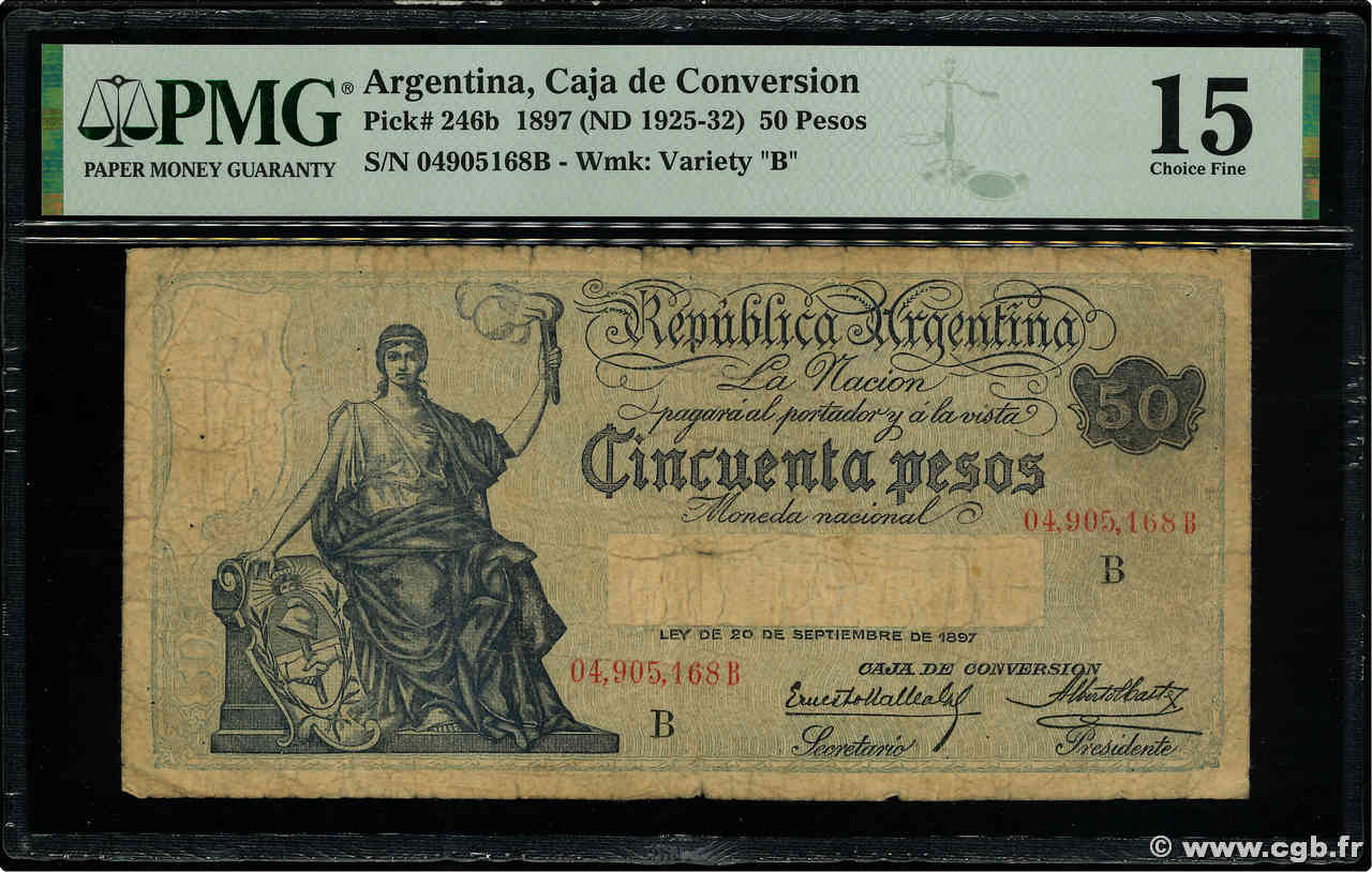 50 Pesos ARGENTINE  1925 P.246b TB