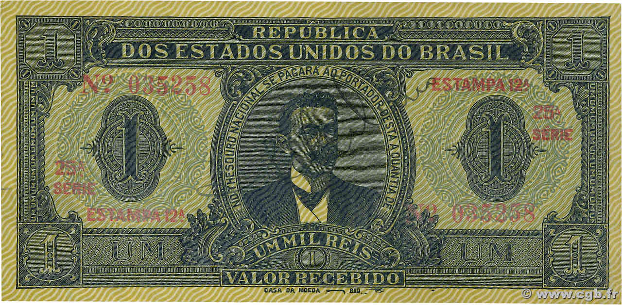 1 Mil Reis BRASILIEN  1921 P.008 fVZ