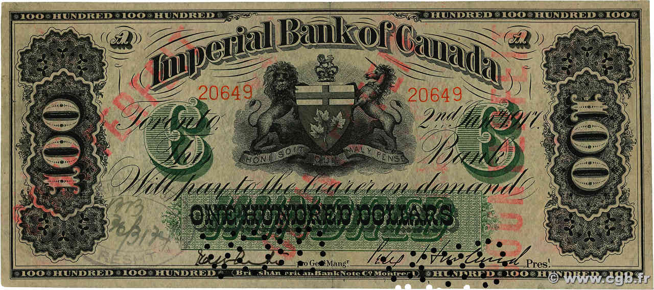 100 Dollars Faux CANADA  1917 PS.1141x SUP