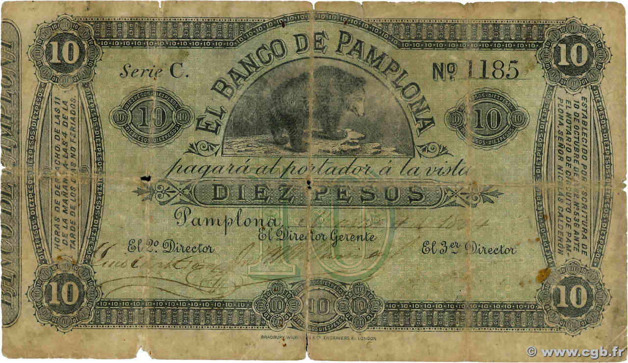 10 Pesos KOLUMBIEN  1884 PS.0713 SGE
