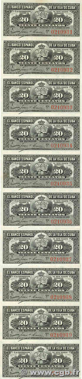 20 Centavos Planche KUBA  1897 P.053a ST