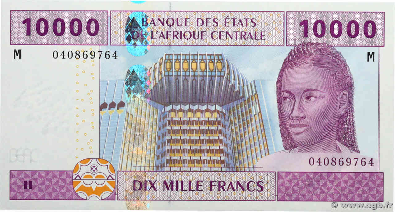 10000 Francs ZENTRALAFRIKANISCHE LÄNDER  2002 P.310Ma ST