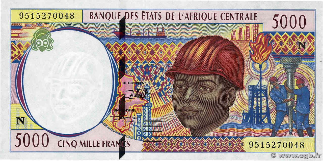 5000 Francs ZENTRALAFRIKANISCHE LÄNDER  1995 P.504Nb ST