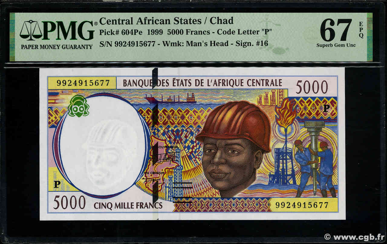 5000 Francs ÉTATS DE L AFRIQUE CENTRALE  1999 P.604Pe NEUF
