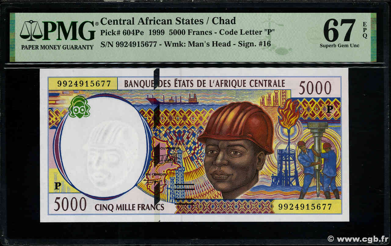 5000 Francs CENTRAL AFRICAN STATES  1999 P.604Pe UNC