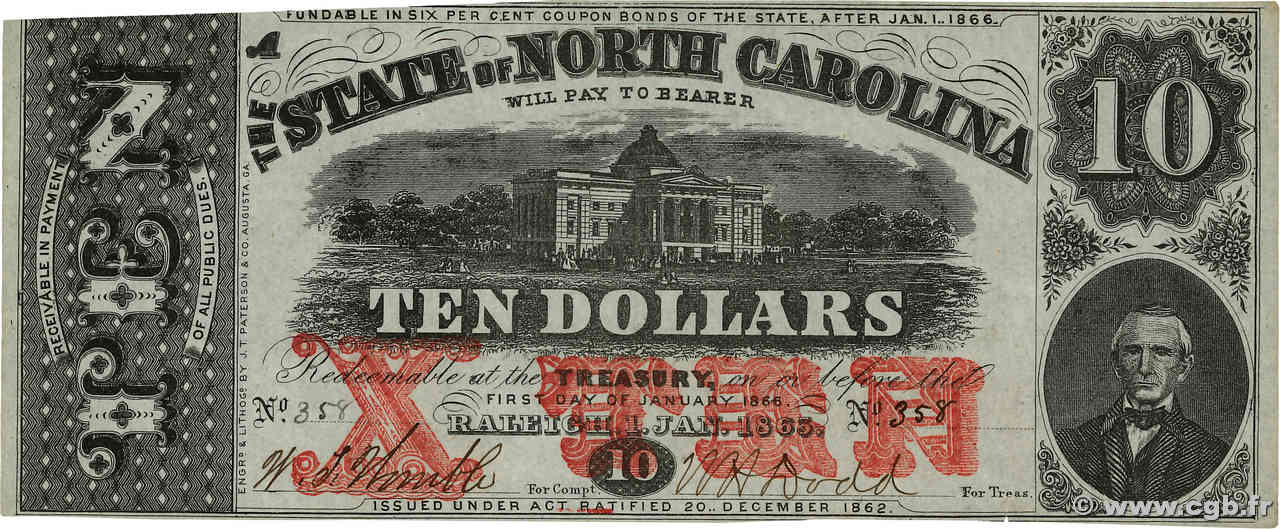 10 Dollars STATI UNITI D AMERICA Raleigh 1863 PS.2370 SPL+