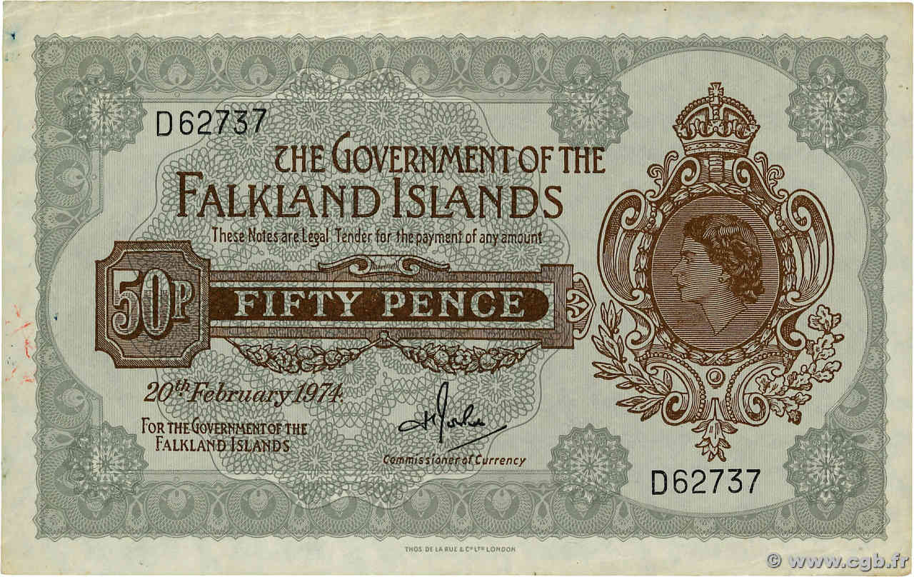 50 Pence ISLAS MALVINAS  1974 P.10b BC+