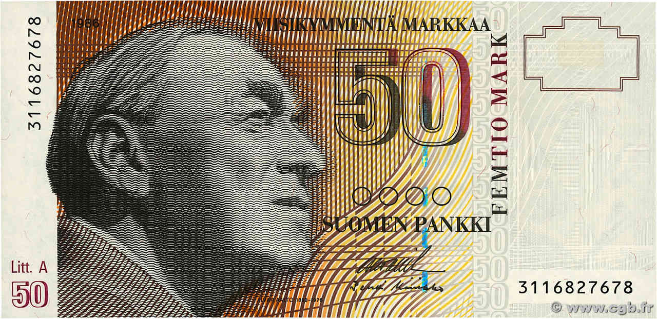 50 Markkaa FINLANDE  1986 P.118 NEUF